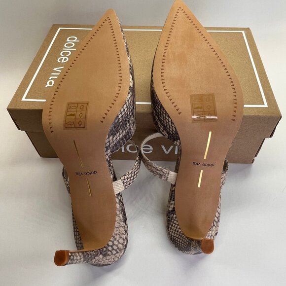 Dolce Vita  Kanika Heels Size 9.5 Sand Snake Embossed Leather Pointed Toe - Picture 12 of 16